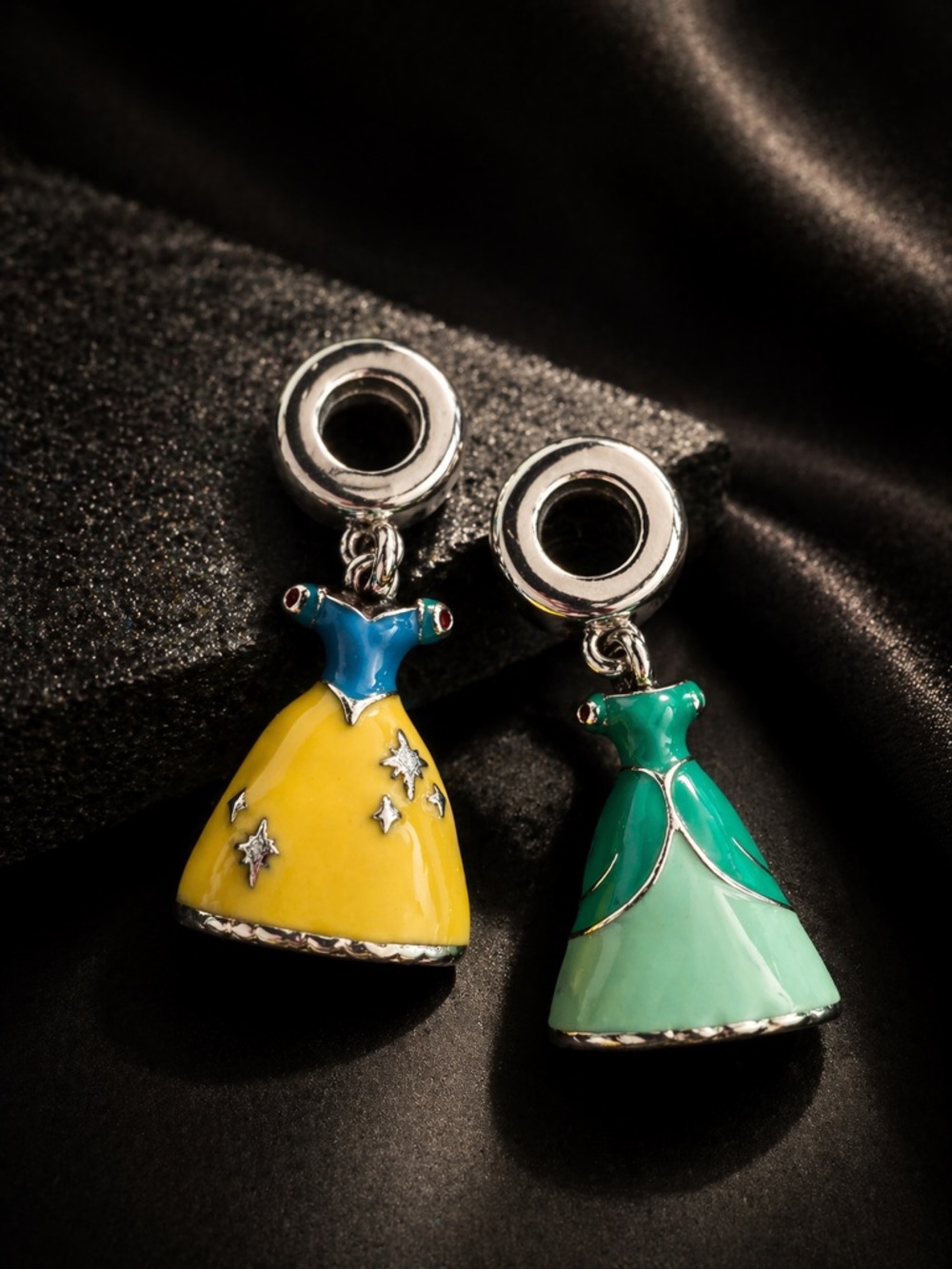 SOLD. Pandora Disney Snow White & Ariel Dress Charms 925 Sterling Silver